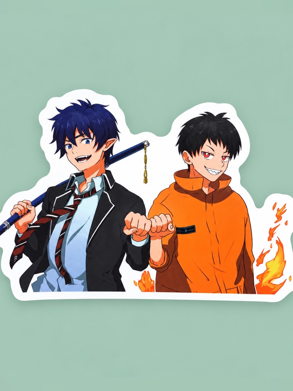 Rin Okumura & Shinra Kusakabe | Blue Exorcist x Fire Force | Anime Sticker | 5/$